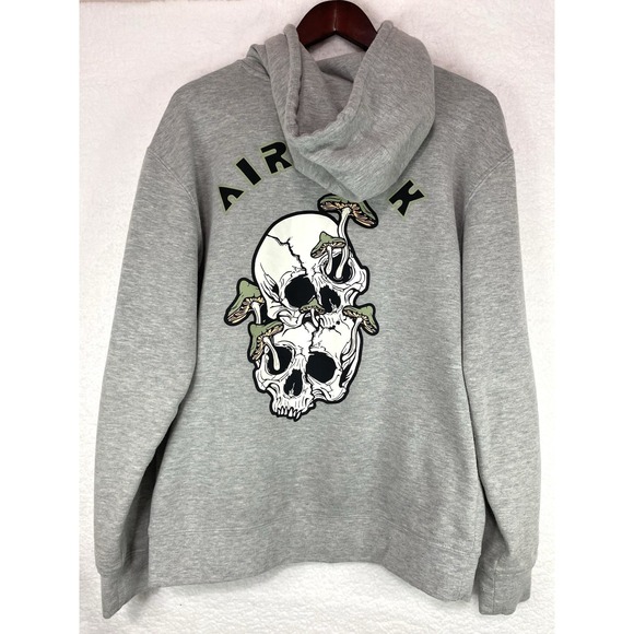 Airwalk Other - Airwalk Mens Grey Hoodie Sweatshirt Size Medium Skull Mushrooms READ